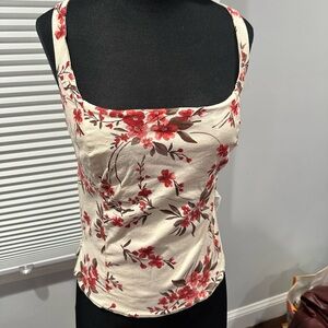 Abercrombie & Fitch Red and Brown Floral Blouse